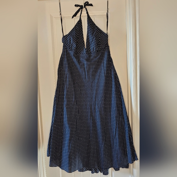 🌟SALE🌟 [GAP] Navy Blue & White Polka Dot Halter Top Midi/Maxi Dress 《10》 - Picture 4 of 16